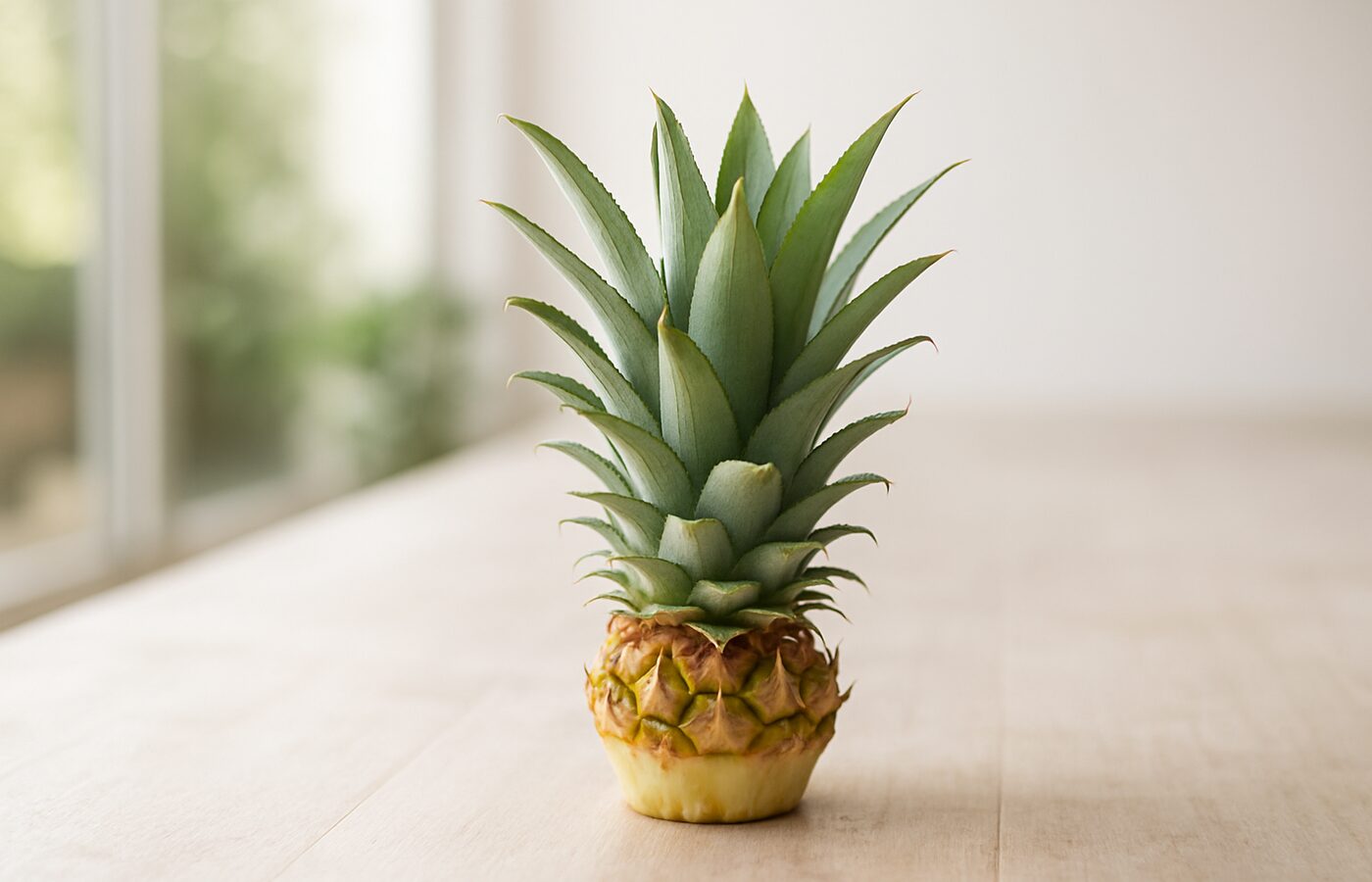 Corona de piña en proceso de enraizado y plantación