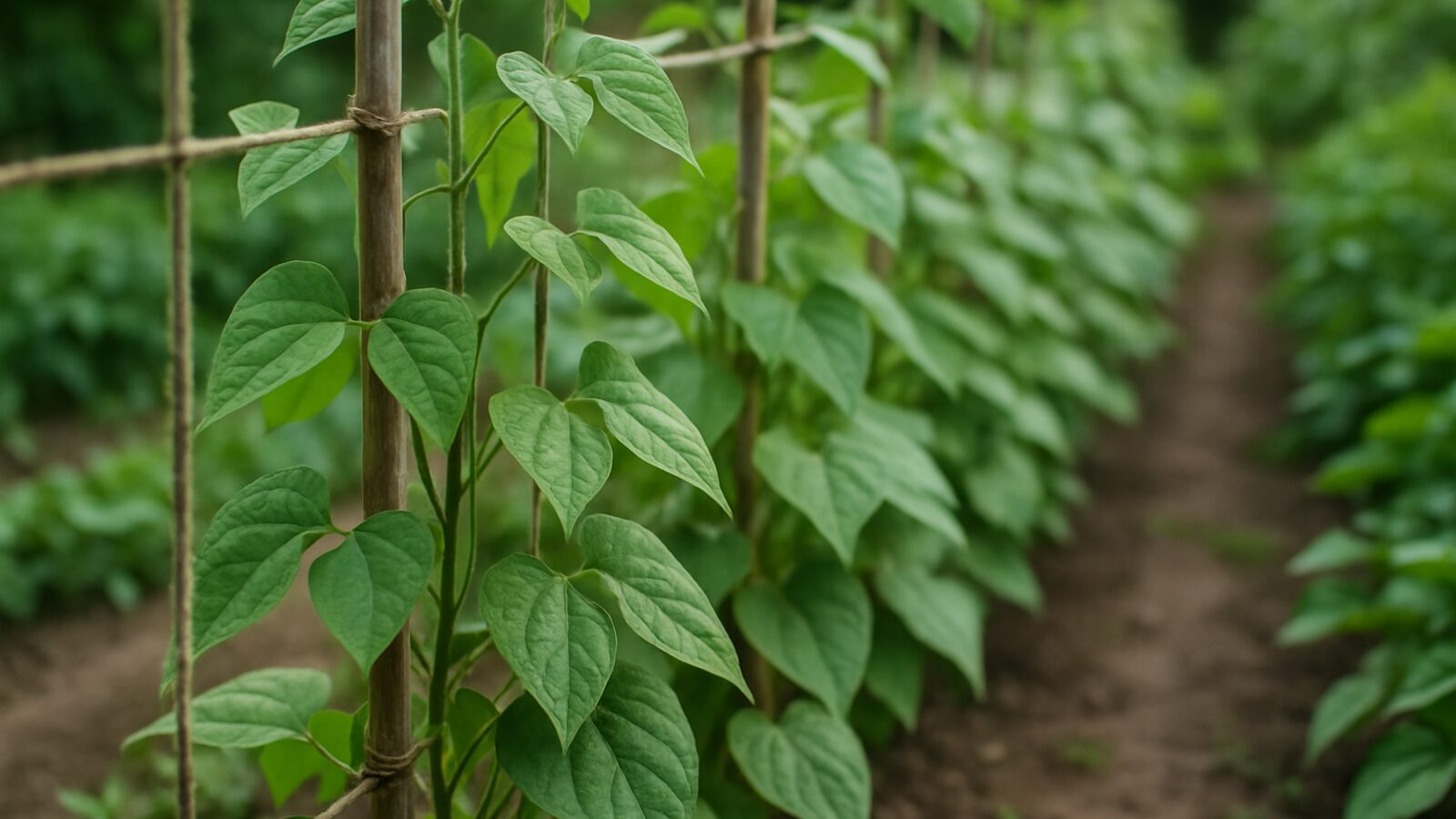Feijão (frijol) creciendo en huerto