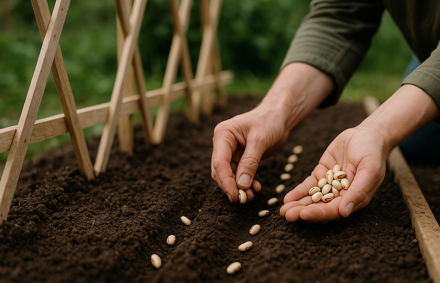 Siembra de frijol en tierra suelta con tutorado