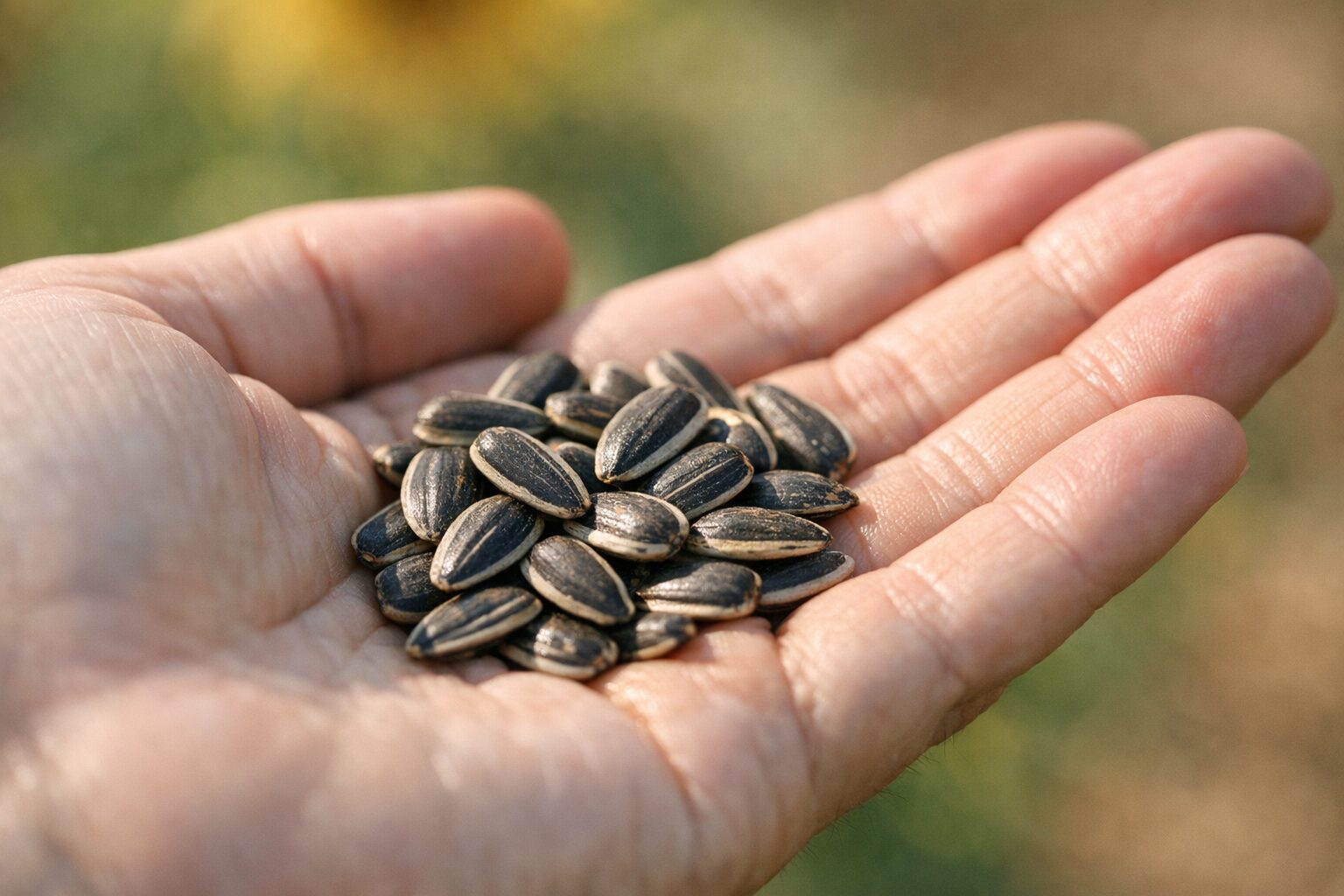 Semillas de girasol en la mano