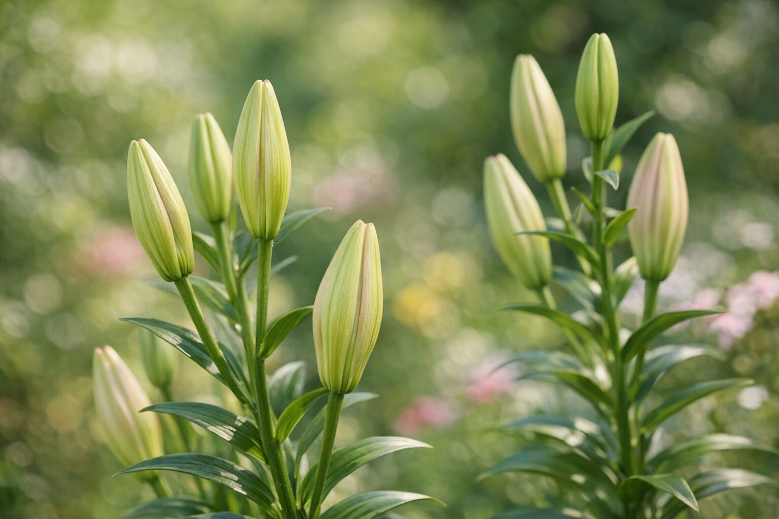 Lirios con botones a punto de abrir